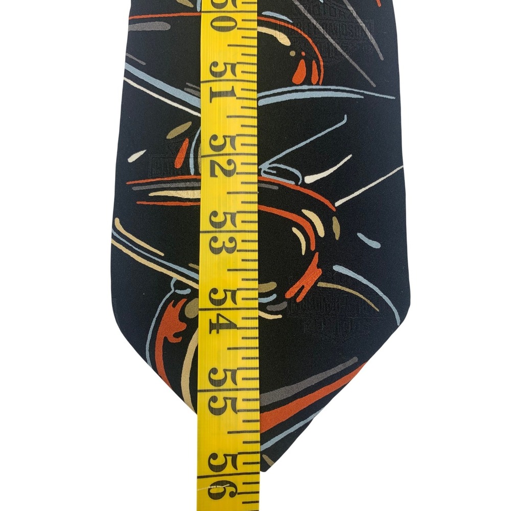 Ralph Marlin & Co. Harley Davidson Abstract Graphic Silk Necktie Mens Short 56"L - Picture 7 of 8
